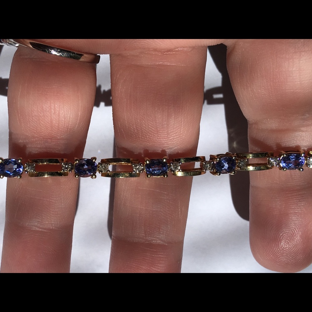 SOLD 14k Tanzanite Diamond Bracelet 7.25 Inches - Picture 4 of 5